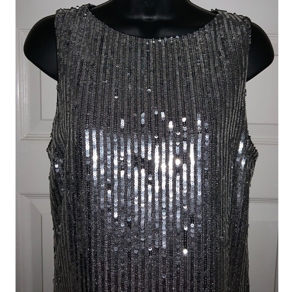 Alice & Olivia Silver Dot Sequined Shift Dress—NWT - Picture 6 of 15